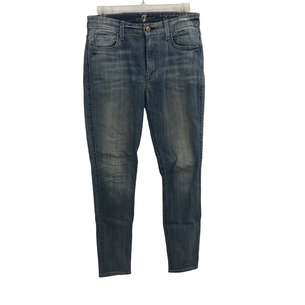 Seven for all mankind women's Hi waist, ankle skinny jean Blue size 28